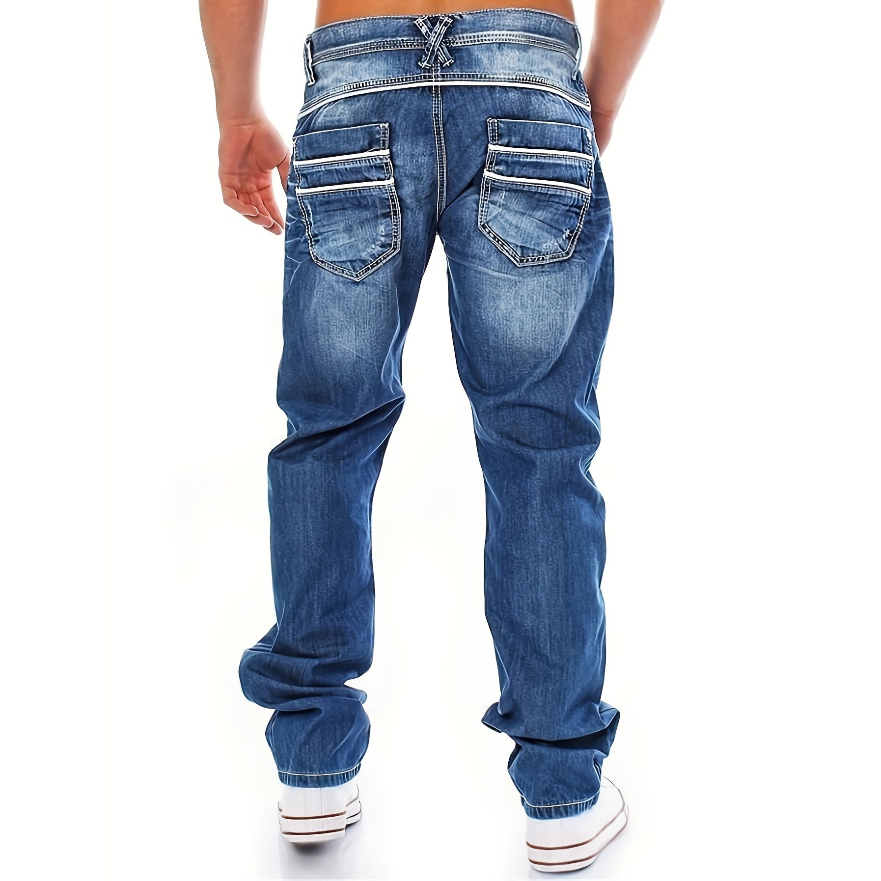 Nouveaux hommes rétro ample décontracté jambe droite jean confortable coupe classique hommes Denim pantalon
