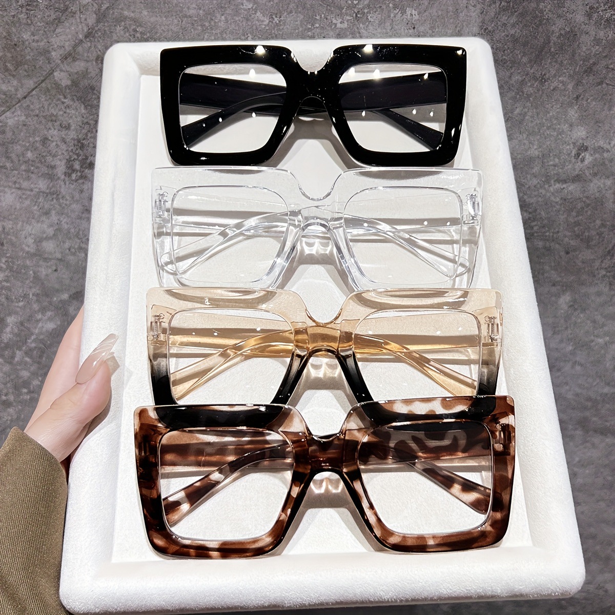 Lunettes anti-lumière bleue surdimensionnées à monture carrée, élégantes, transparentes, colorées, rétro, tendance, unies, pour femmes