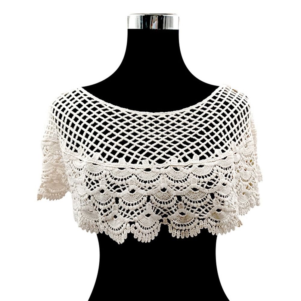 Châle de protection solaire en dentelle creuse, Cape de bal de soirée brodée, châle de plage, faux col, vêtements d'extérieur, épaule, printemps été automne