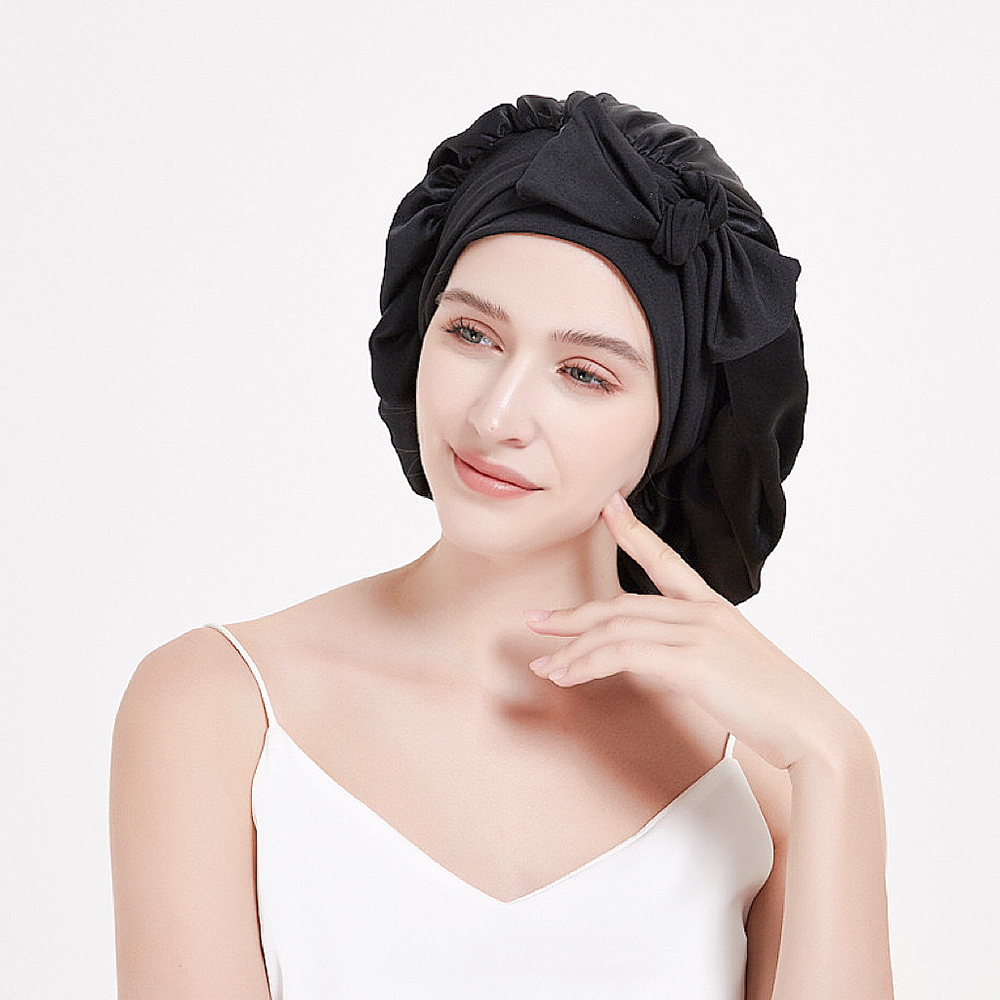 Bonnet de couchage en soie de mûrier Pure 100% pour femmes, chapeaux de couchage, bandes de cheveux réglables avec larges élastiques, couvre-chef 19 mamans