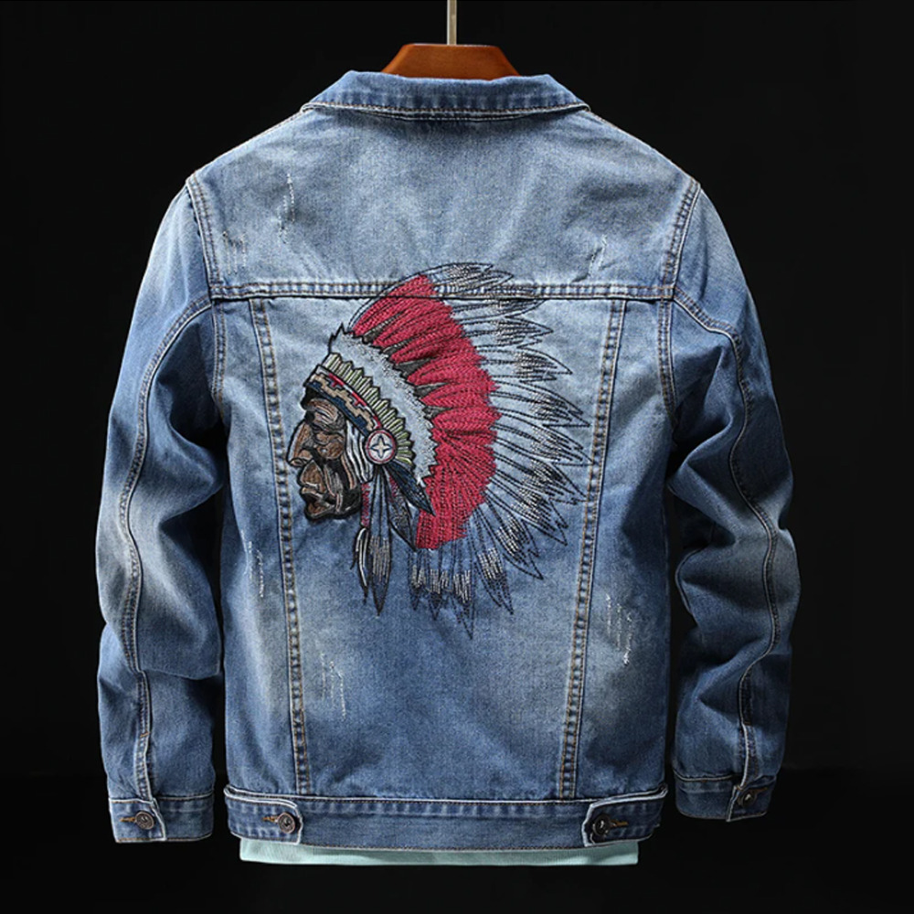 Vestes en jean brodées pour hommes, streetwear bleu rétro, manteau mince déchiré, vêtements d'extérieur décontractés pour moto, printemps et automne