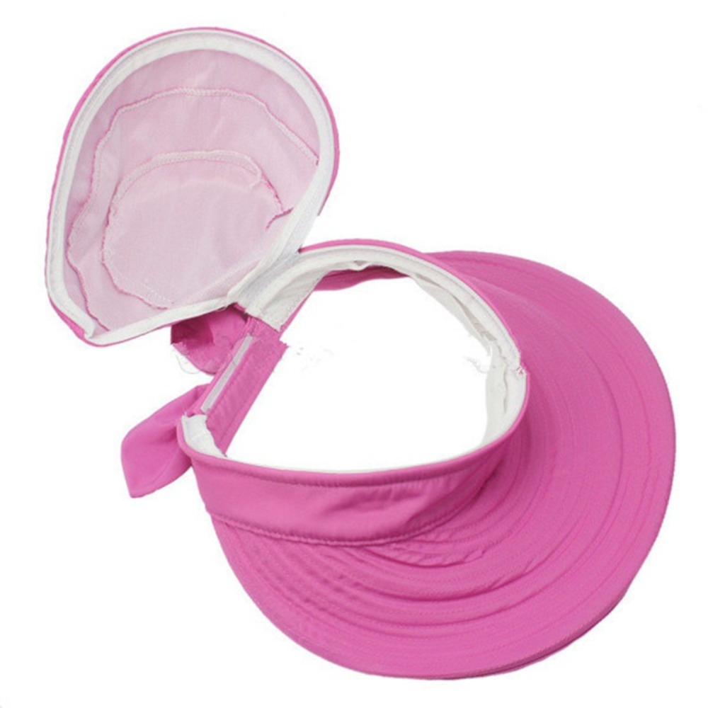 Casquette d'air 2 en 1 pour femmes, réglable, respirante, avec nœud papillon, grande visière, détachable, couleur unie, Anti-UV, casquette de plage