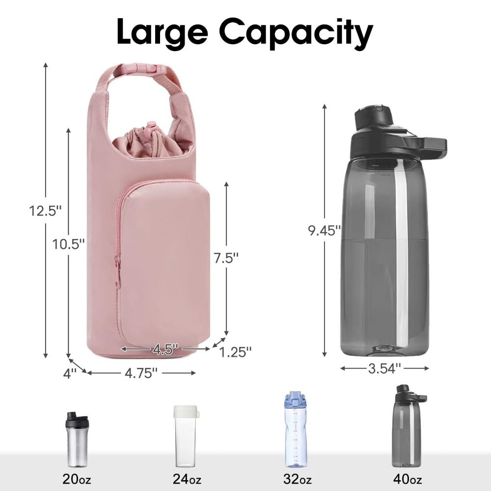 Sac de transport de bouteille d'eau avec sangles, sac à bandoulière réglable, accessoires de bouteille, bouteille d'eau et tasse de pique-nique de marche