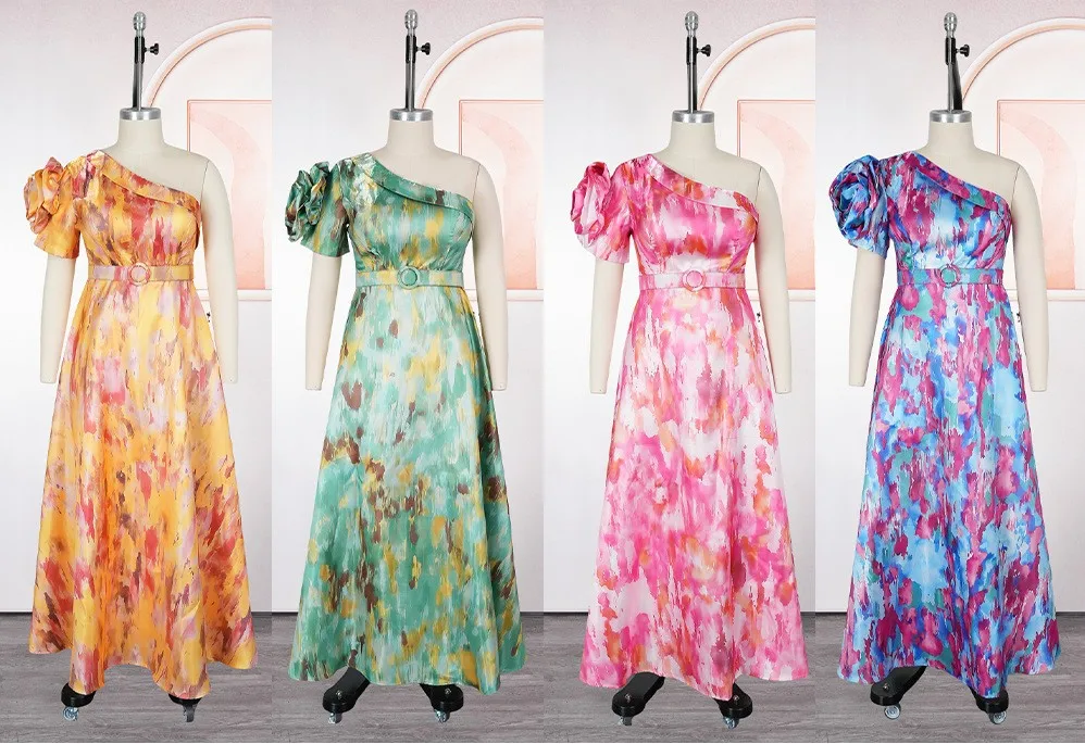 Robes africaines pour femmes, vêtements africains, asymétrique épaule dénudée, robe longue de fête de mariage turque, Dashiki Ankara, tenue imprimée, nouvelle collection 2025