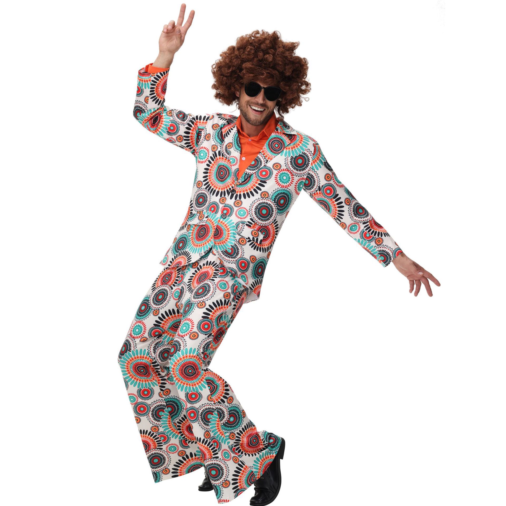 Costume hippie rétro des années 70 et 80 pour hommes et femmes, tenue de fête disco pour couples, déguisement hippie pour adultes, tenue de fête d'Halloween et de carnaval