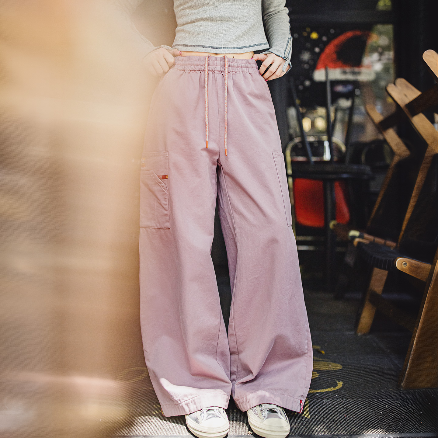 Pantalon cargo en coton pour femme Maden, kaki, coupe large, pantalon utilitaire, coupe ample, jambe droite, multi-poches, décontracté, streetwear quotidien