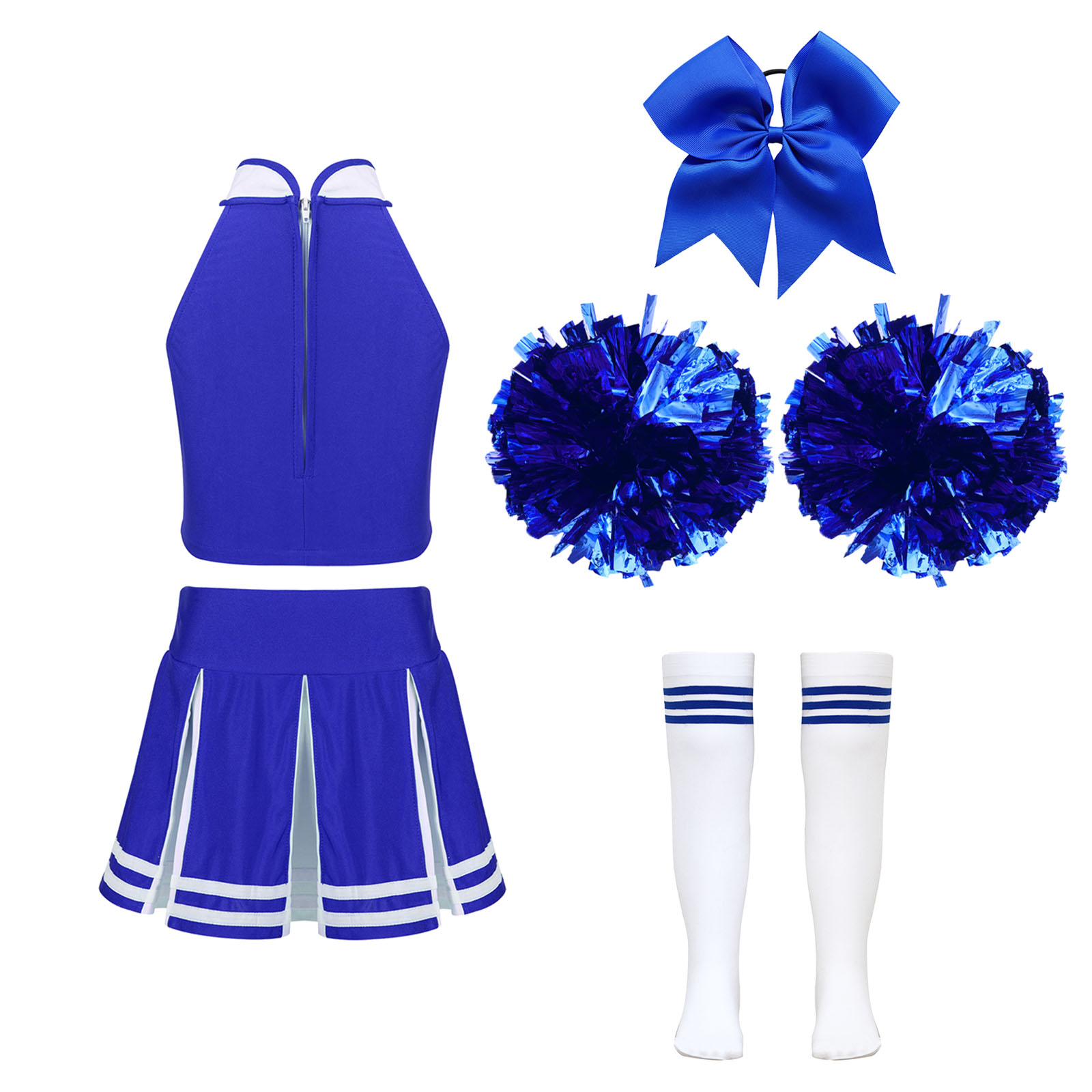 Costumes de pom-pom girl pour filles, uniforme d'encouragement, tenue de danse de fête d'Halloween, performance sur scène, robe de paupières de sport