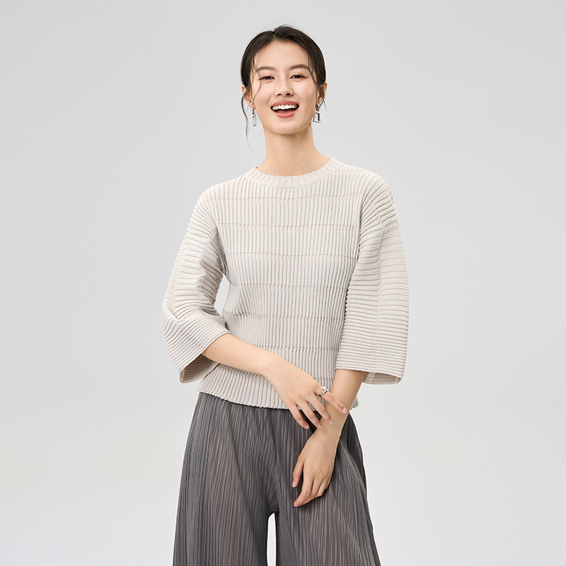 Haut en tricot polyvalent à la mode, qualité Boutique, automne 2025, Design Original de Style coréen, haut plissé surdimensionné, nouvelle collection