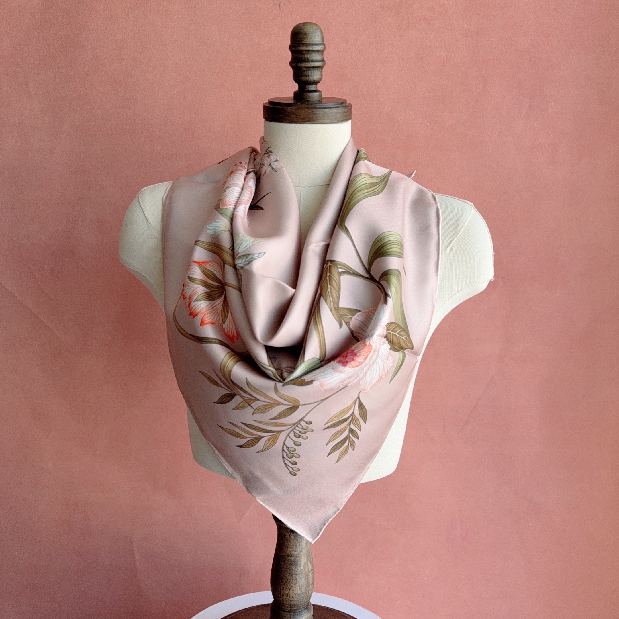 Foulard en soie double face 100% soie, turban, écharpe de cou, châle de luxe pour femme 90x90 18mm d'épaisseur
