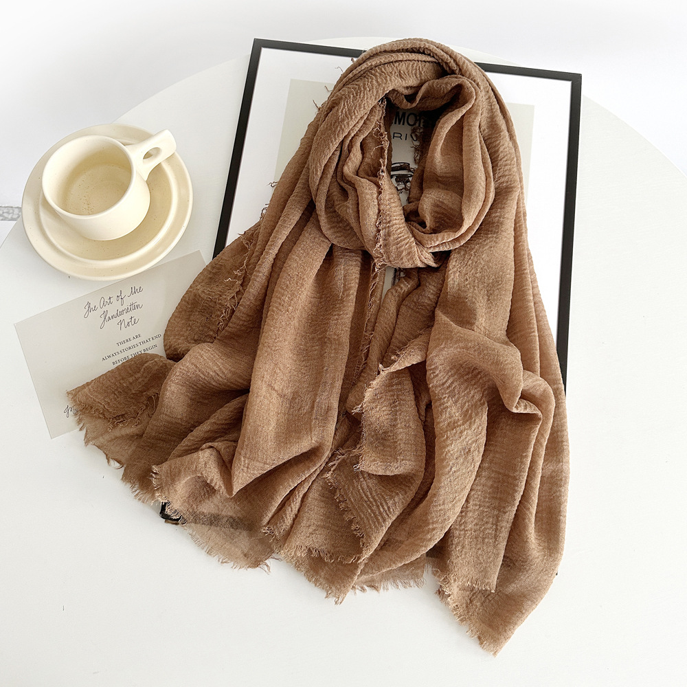 Femmes coton lin écharpe châle Hijab musulman Long foulard foulards bandeau solide foulards femme plaine foulard