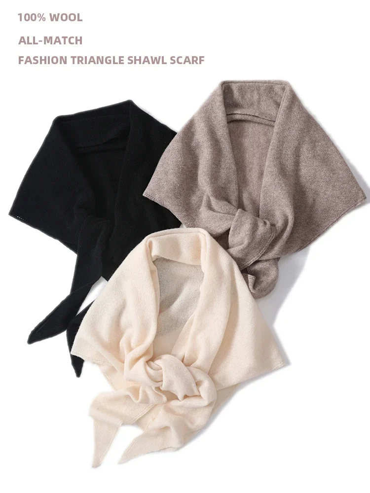 Écharpe châle triangulaire grande taille tendance 100 % laine pour femme, accessoires tricotés, cape décontractée douce et chaude pour le printemps, noir, gris, rouge