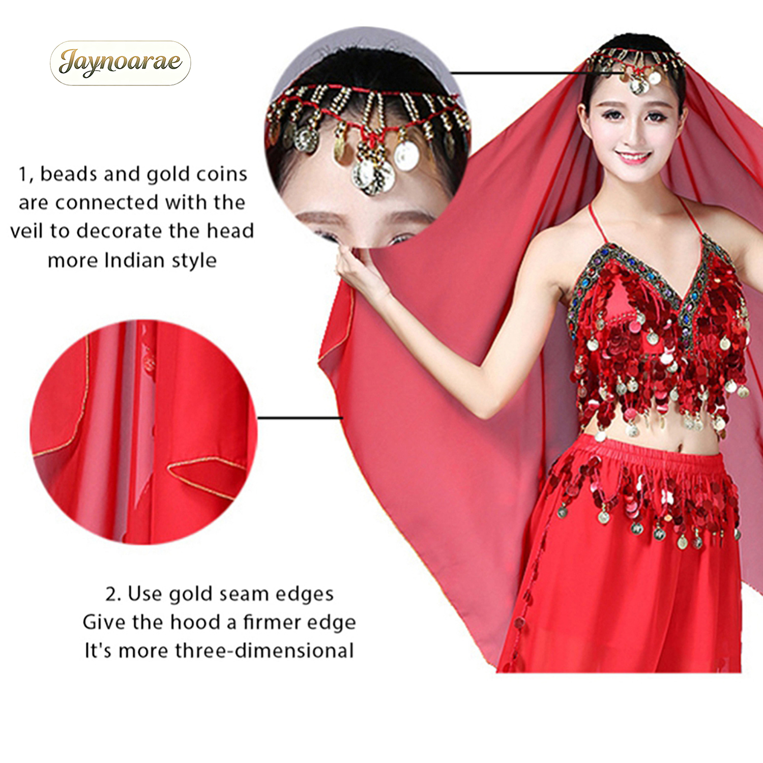 JAYNOARAE Foulard de danseuse du ventre en mousseline