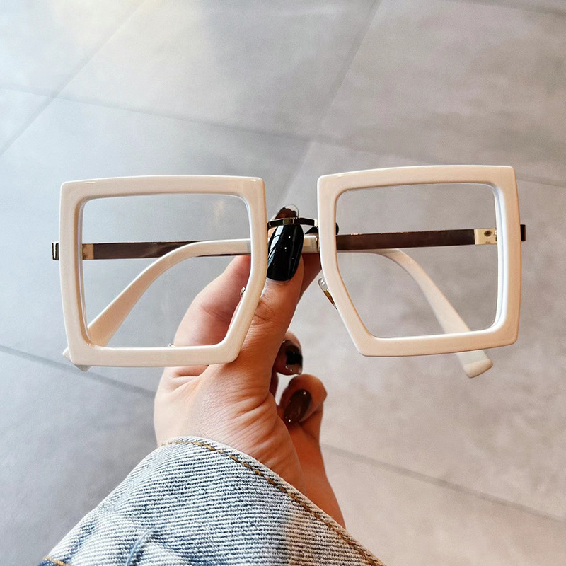 Montures de lunettes surdimensionnées pour femmes, tendance, blocage de la lumière bleue, grandes lunettes de lecture carrées pour hommes, lunettes transparentes à la mode + 1.75