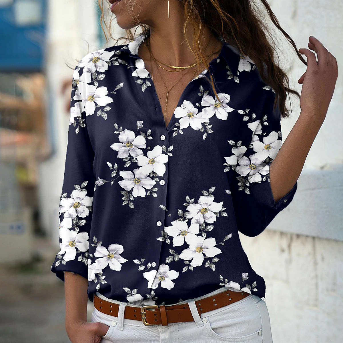 Tempérament nouvelle chemise ample femmes décontracté femmes chemises hauts imprimés