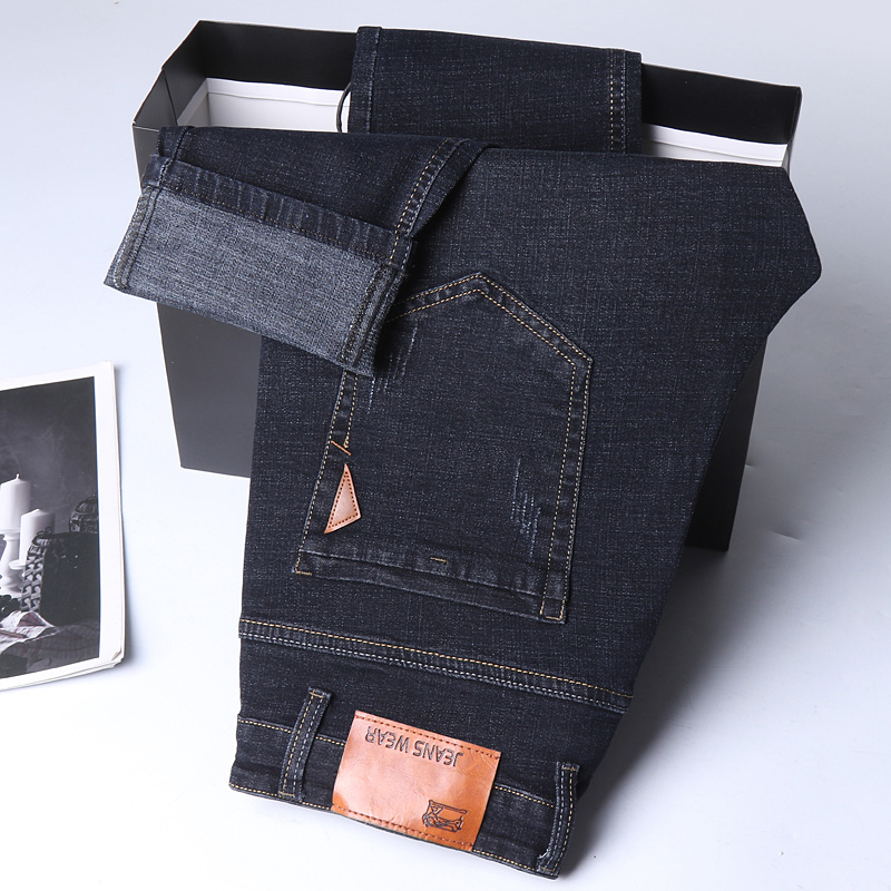 Jean droit pour hommes, pantalon Slim, extensible, confortable, doux, en Denim, pour affaires, vêtements de marque, nouvelle collection 2024