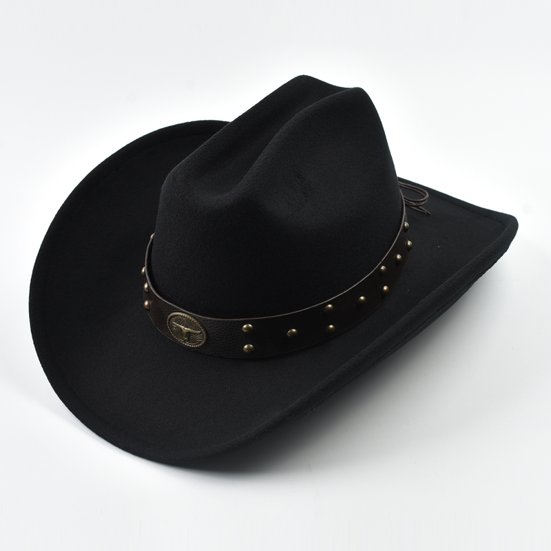 Hommes femmes Vintage grand bord Western Cowboy chapeau Gentleman Cowgirl Jazz chapeau Cloche église casquettes