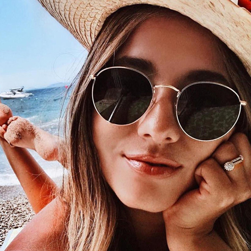 Lunettes De soleil rondes pour femmes, classiques et rétro, en métal, De luxe, De marque, De styliste, 2019