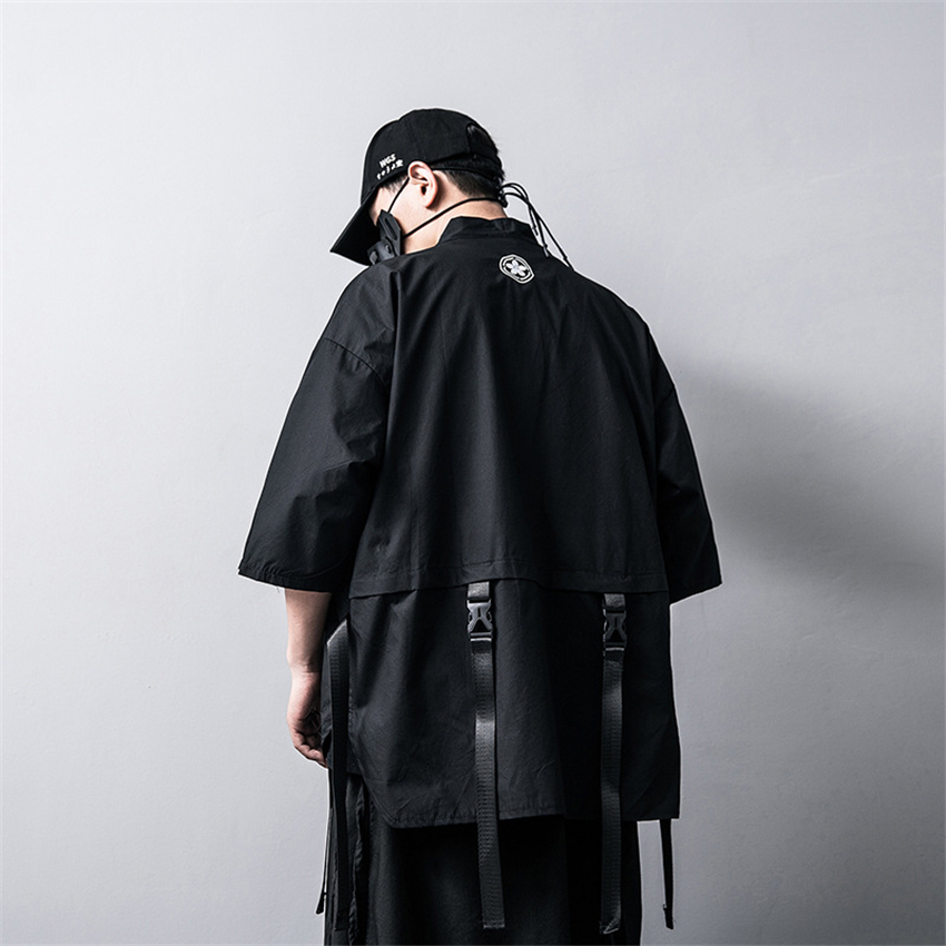 Kimono noir traditionnel japonais, Cardigan Diablo, Samouraï, Ninja Cosplay, Style Hanfu chinois imbibé, Manteau Streetwear, Nouveau, 2021