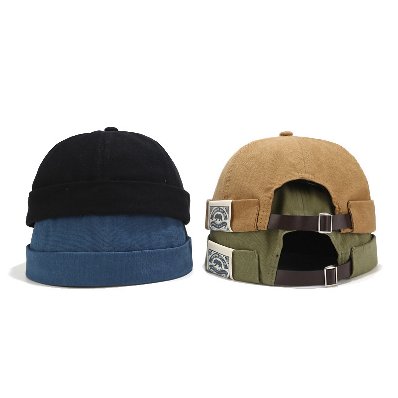 Bocca Docker Cap pour hommes et femmes, Skullcap Beanie, Brimless Hat, Solid Document Cotton, Respirant, Bonnet réglable, Hip Hop Fashion Cap