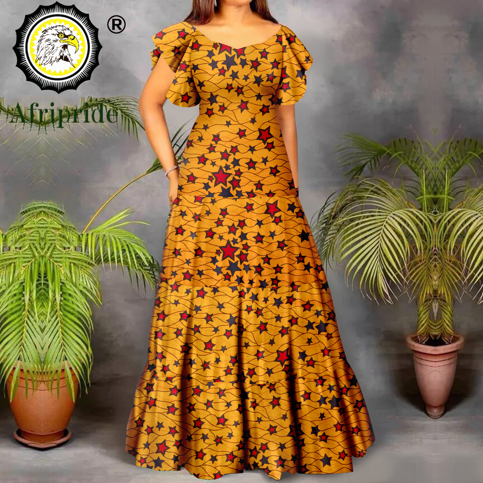 Robe africaine pour femmes, manches courtes, taille haute, Dashiki, tenue imprimée Ankara, Maxi, soirée de mariage, A2225021