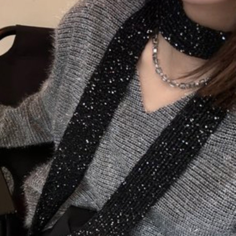 Écharpe longue à populaire pour écharpe fine tricotée, Harajuku, vêtements cou