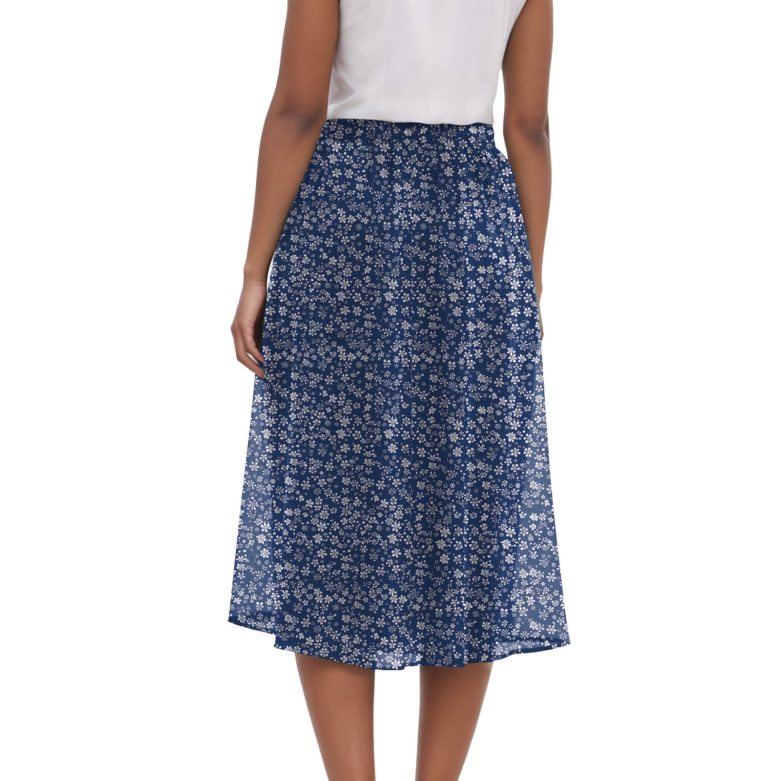 Jupe longue Maxi d'été pour femmes, Mini jupe plissée florale élégante, taille haute, ligne A sous le genou, jupes décontractées avec poches