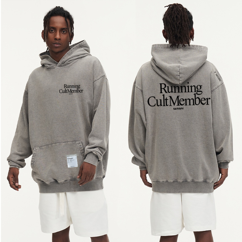 Sweat-shirt à capuche Satisfy pour le fitness en plein air et la course à pied, pour homme et femme, coupe ample, manches longues, style sportif, printemps automne, essentiel.