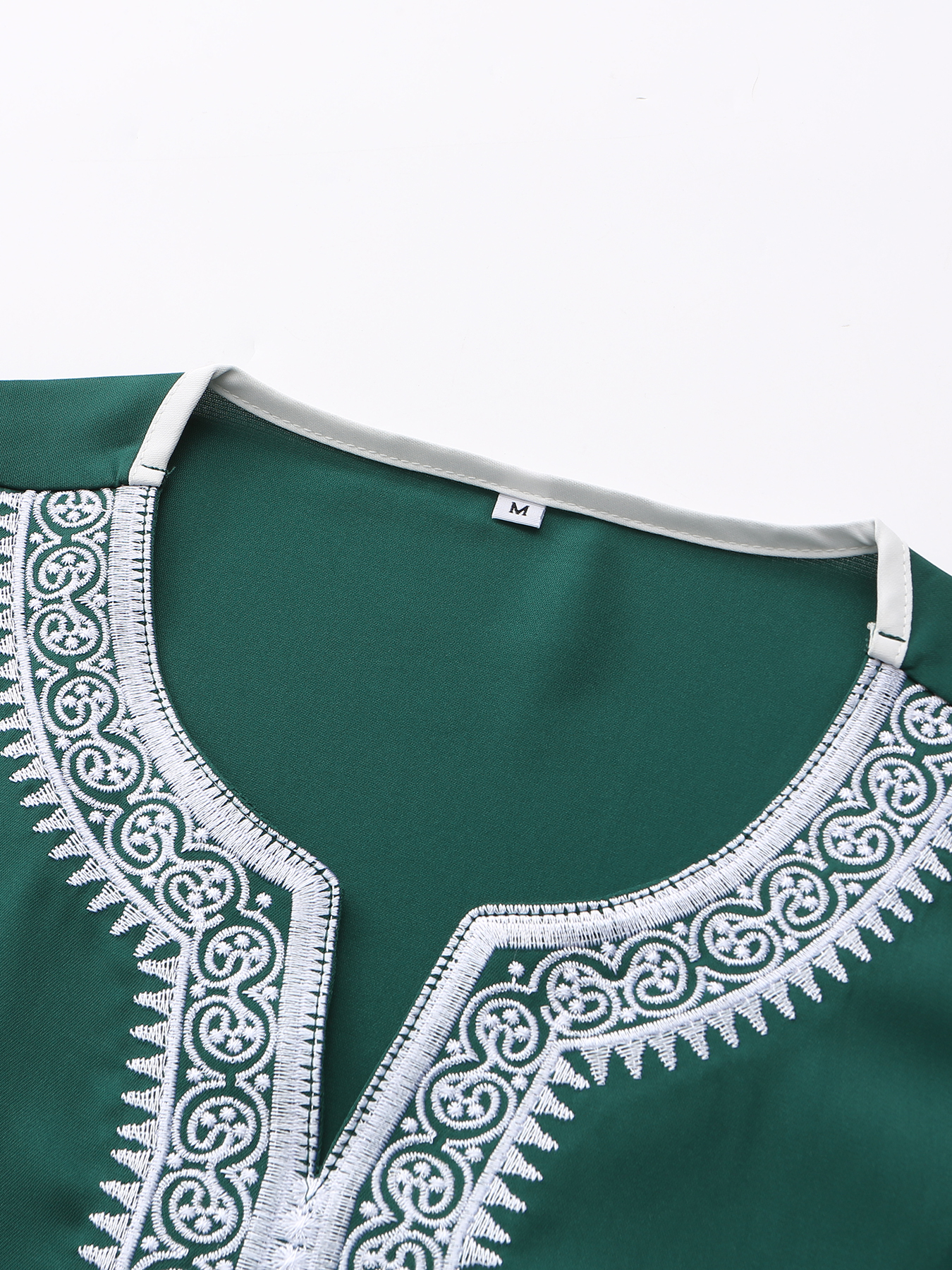 Nouvelle Robe arabe verte marocaine pour hommes, vêtements traditionnels islamiques décontractés, Robe musulmane brodée