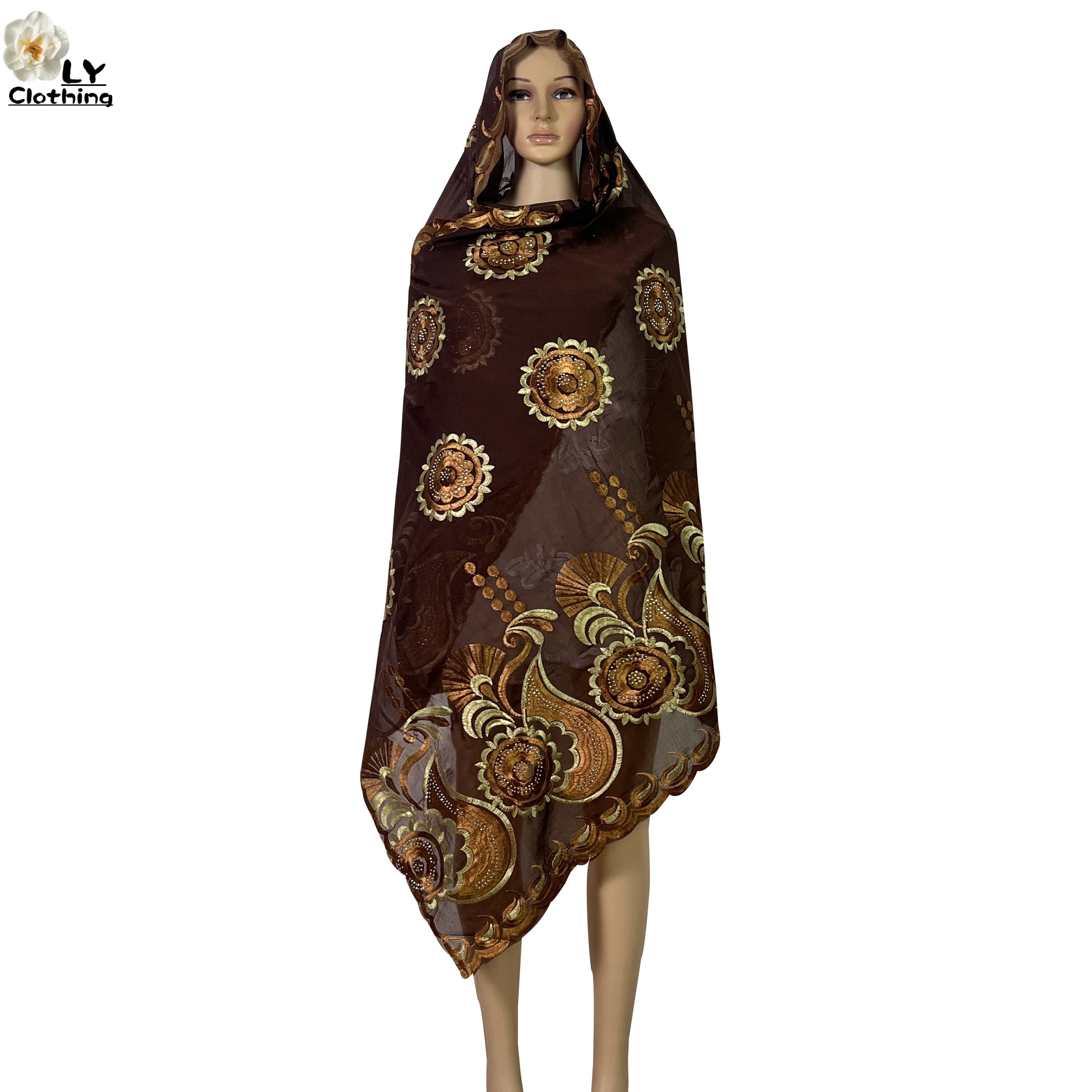 Dernière offre spéciale femmes africaines 100% coton écharpe femmes musulmanes Hijab dubaï broderie écharpes coton islamique femmes écharpe châles