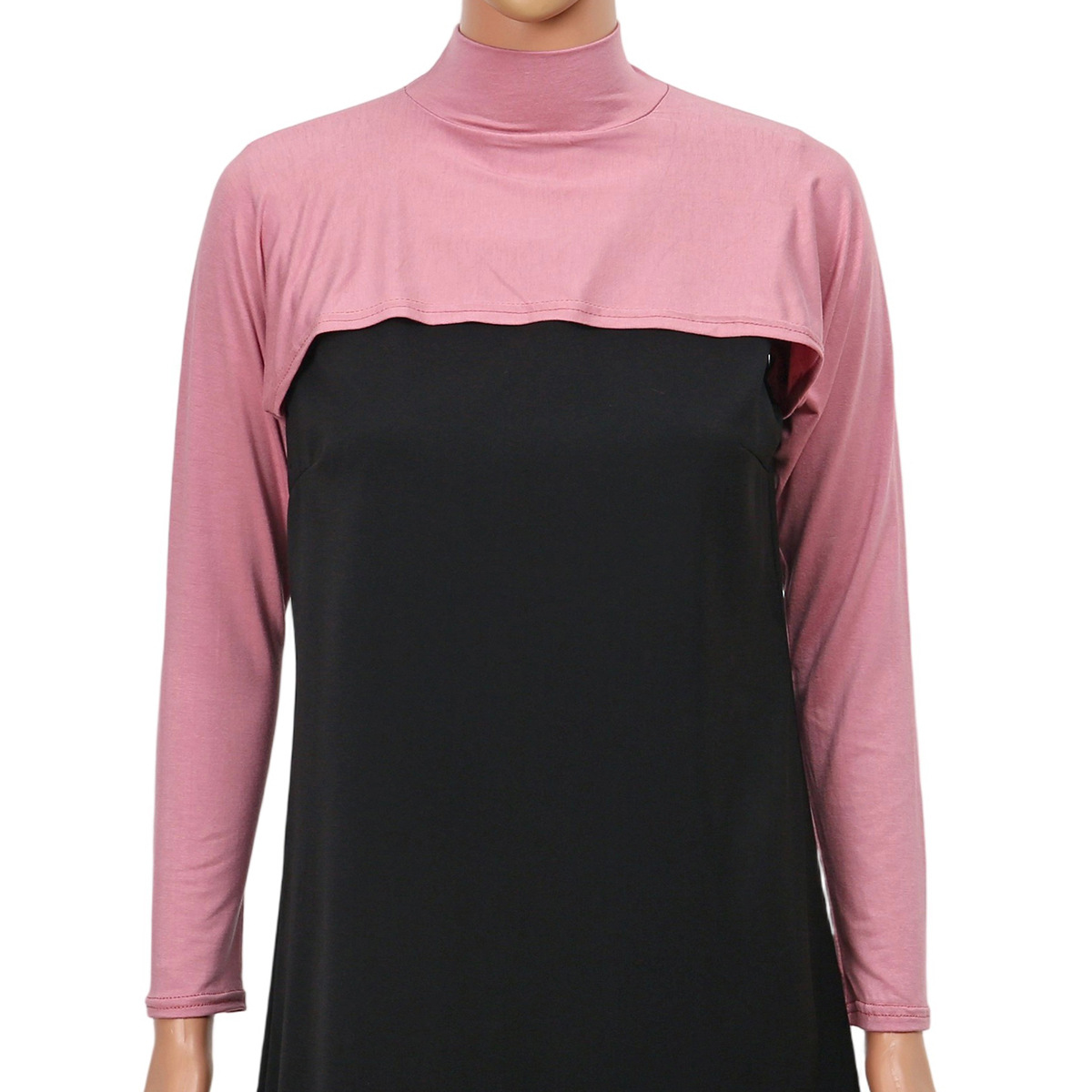 Maillot Modal élastique pour femme, manches longues, col complet, musulman, couverture de bras, haussement d'épaules, protection solaire, vêtements islamiques