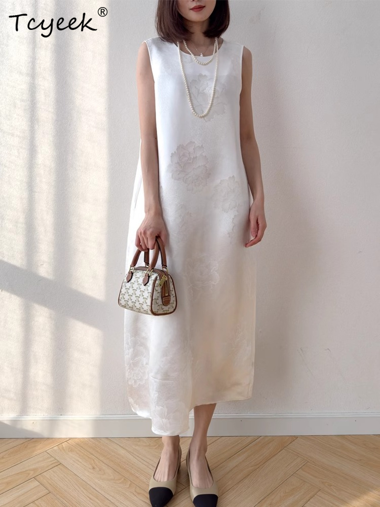Robe en soie véritable 100% Tcyeek Heavyweight 35MM pour femme, élégante, vêtements d'été, robe de soirée, Vestidos Mujer