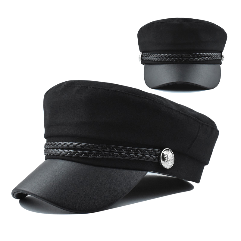 Bérets Militaires Noirs d'Hiver pour Femme, Chapeau pio de l'Armée, de Peintres, de Voyage, pour Fille