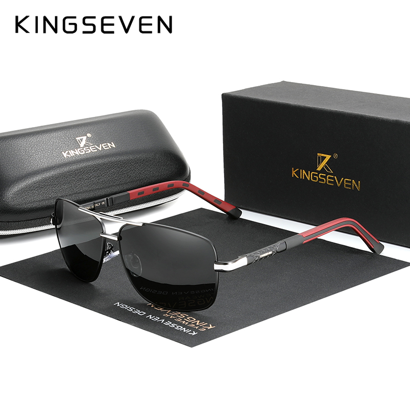 KINGSEVEN 2024 Lunettes de soleil en aluminium pour hommes, marque pilote, polarisées, monture tendance pour femmes, lunettes de soleil pour la conduite, Oculos de sol