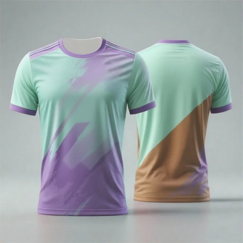 T-shirt de sport tendance et simple, avec un design bicolore contrastant. C'est un t-shirt décontracté idéal pour le fitness estival.