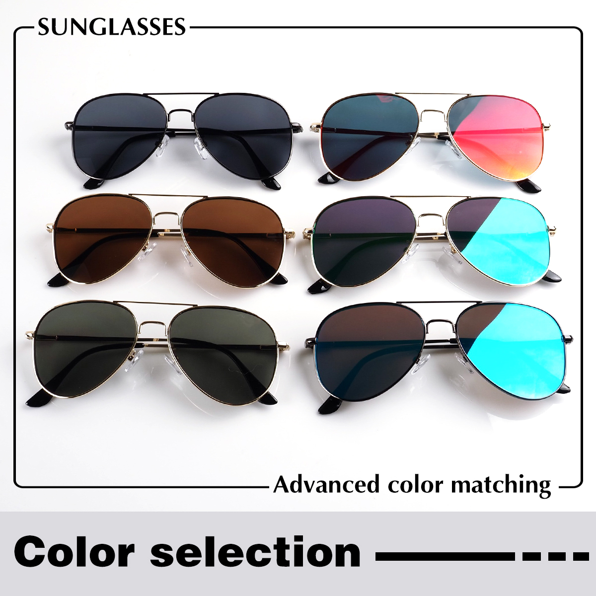 Lunettes de soleil de luxe pour hommes et femmes, monture en métal de haute qualité, forme classique en goutte, revêtement miroir, protection UV400