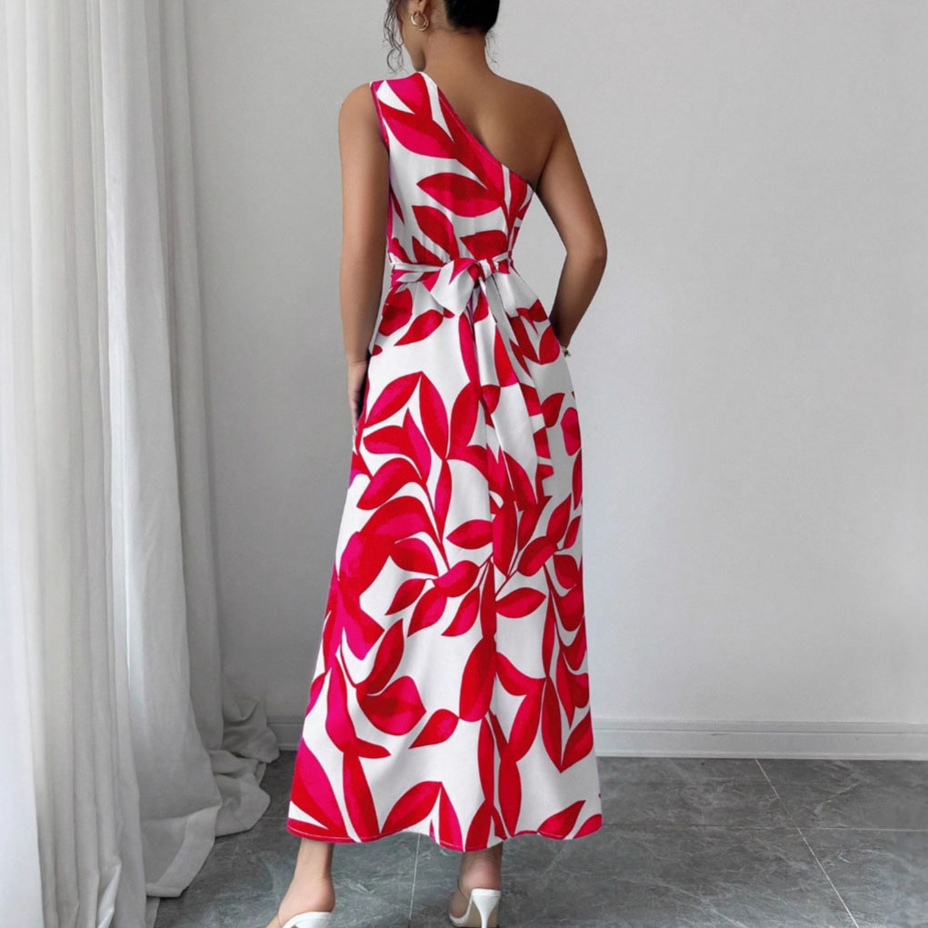 Robes pour femmes, nouvelle collection été, sans manches, col asymétrique, robe slim pour femmes, imprimé élégant, robe A-LINE, Vestidos De Verano Mujer
