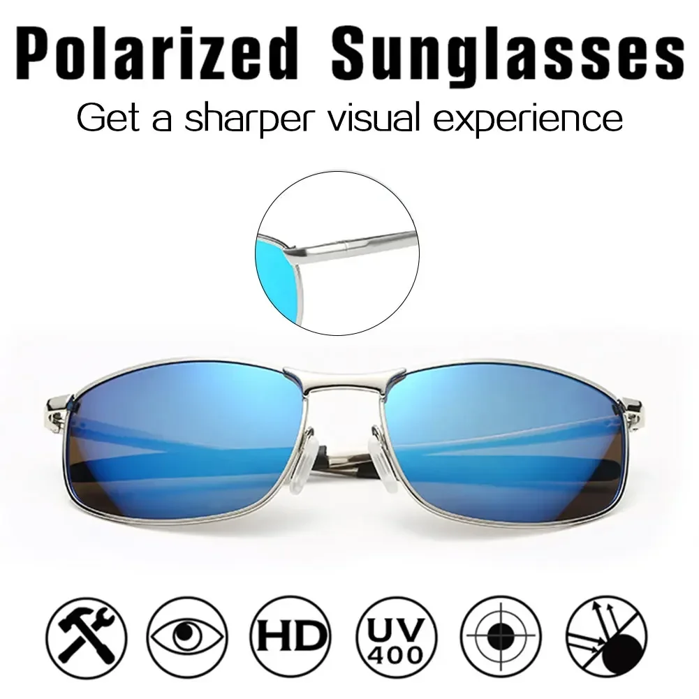 Lunettes de soleil polarisées hommes/femmes miroir de conduite lunettes de soleil monture métallique lunettes UV400 Anti-éblouissement lunettes de soleil en gros