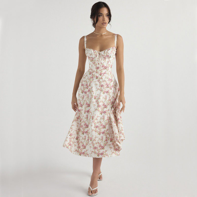 Nouvelle Robe Halter de Luxe à Couleur Unie, Tendance et Haut de Gamme, Motif Floral pour Femme