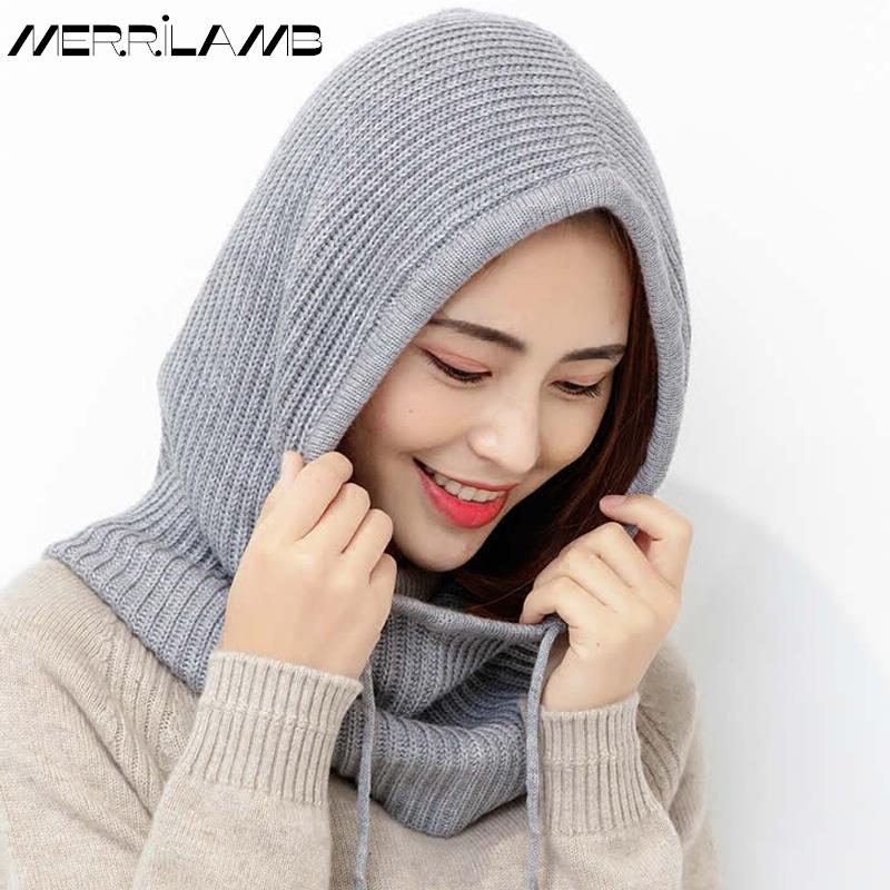 Femmes laine mélange chapeaux bavoir une femme hiver épais tricoté Skullies Version casquette cache-oreilles col doux chaud bonnets écharpe à capuche