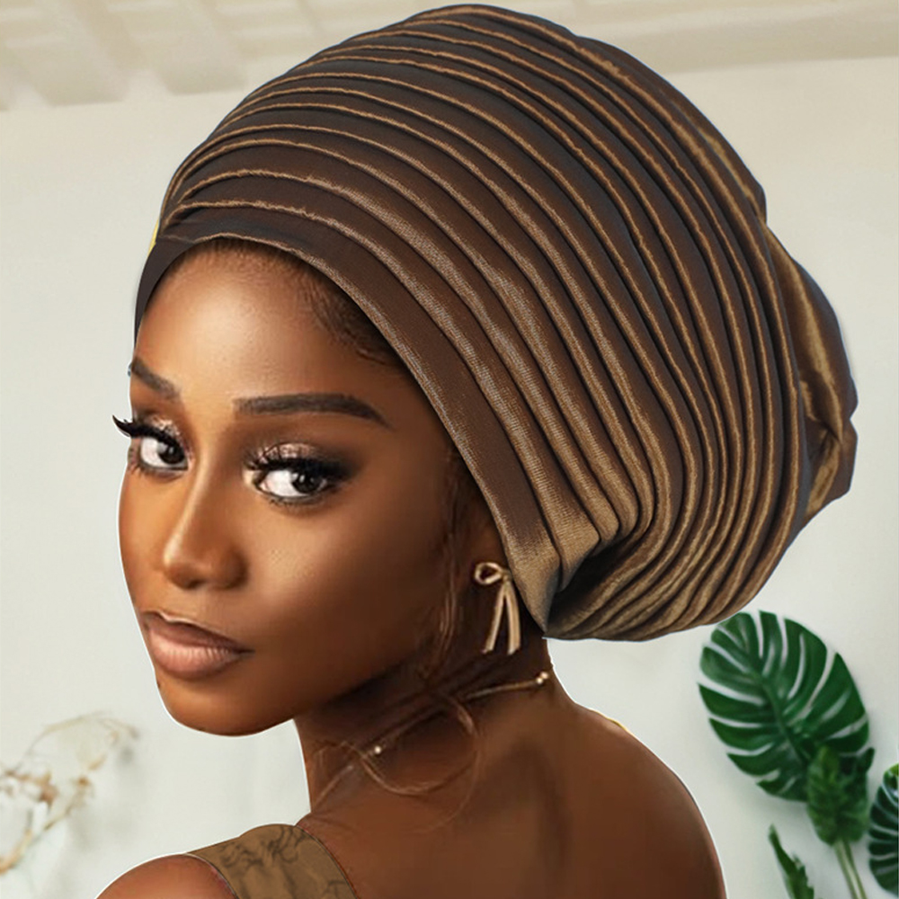 Nouveaux turbans africains auto-attachants, hijabs musulmans pour femmes, bonnets plissés, casquettes indiennes, foulards nigérians, chapeaux de mariage, écharpes Gele