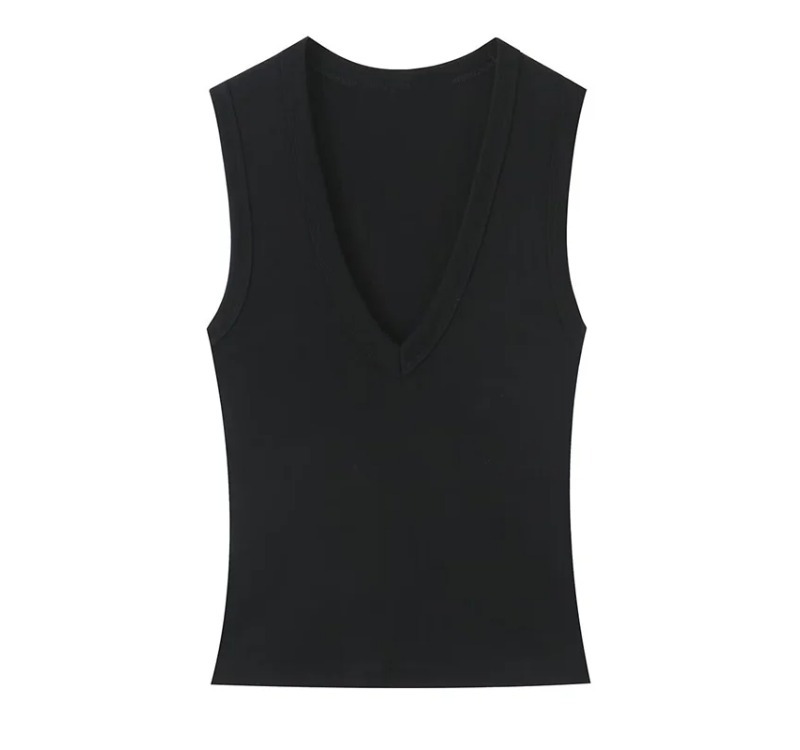 Haut pour femme Printemps 2026 Nouvelle Collection Couleur Unie Sans Manches Sexy Simple Coupe Ajustée Décontracté Tendance Polyvalent