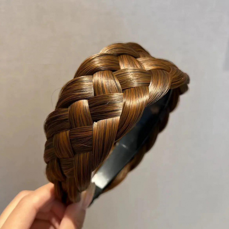 Bandeaux de perruque pour femmes, larges tresses en arête de poisson, cerceau de tête fait à la main, accessoires de coiffure, cadeau, 2023