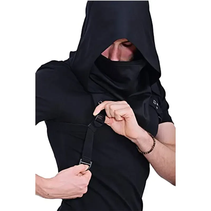 Cagoule col bénitier chapeau gothique Punk cyclisme en plein air hommes femmes Halloween Assassin Ninja mort Costume visage couverture masque écharpe accessoire