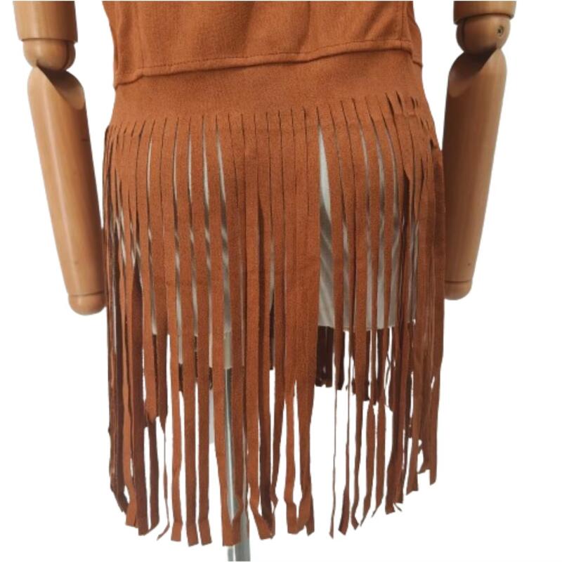 Costume pour femmes des années 60 et 70, tenue disco hippie, veste à franges, pantalon bohème, ensemble d'accessoires pour adultes, Halloween, Mardi Gras, carnaval