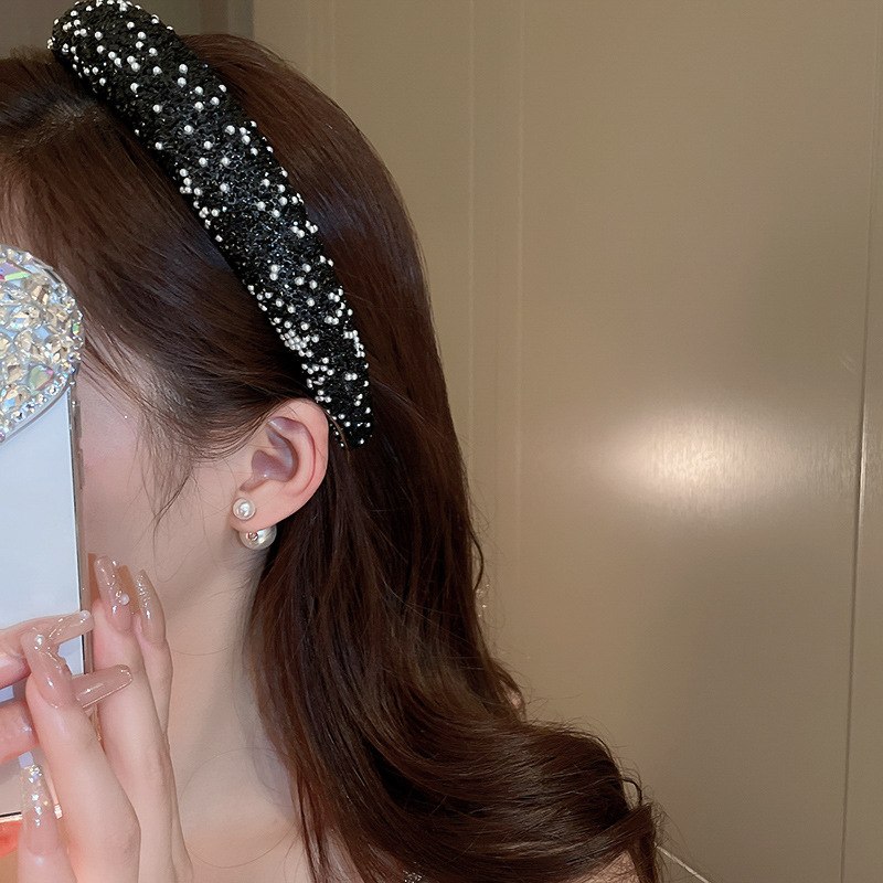 Bandeaux de luxe incrustés de strass pour femmes, mode coréenne, bandeau à pression, petite perle, bijoux de cheveux de mariage