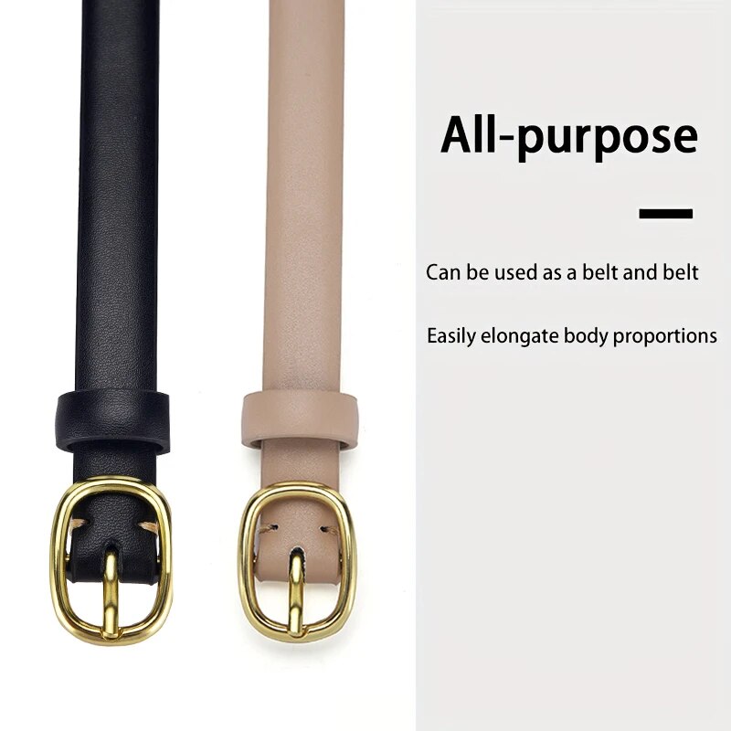 Ceinture en cuir PU souple pour femme, ceinture fine polyvalente, ceinture en jean, cadeau pour petite amie, tendance, or, mode décontractée