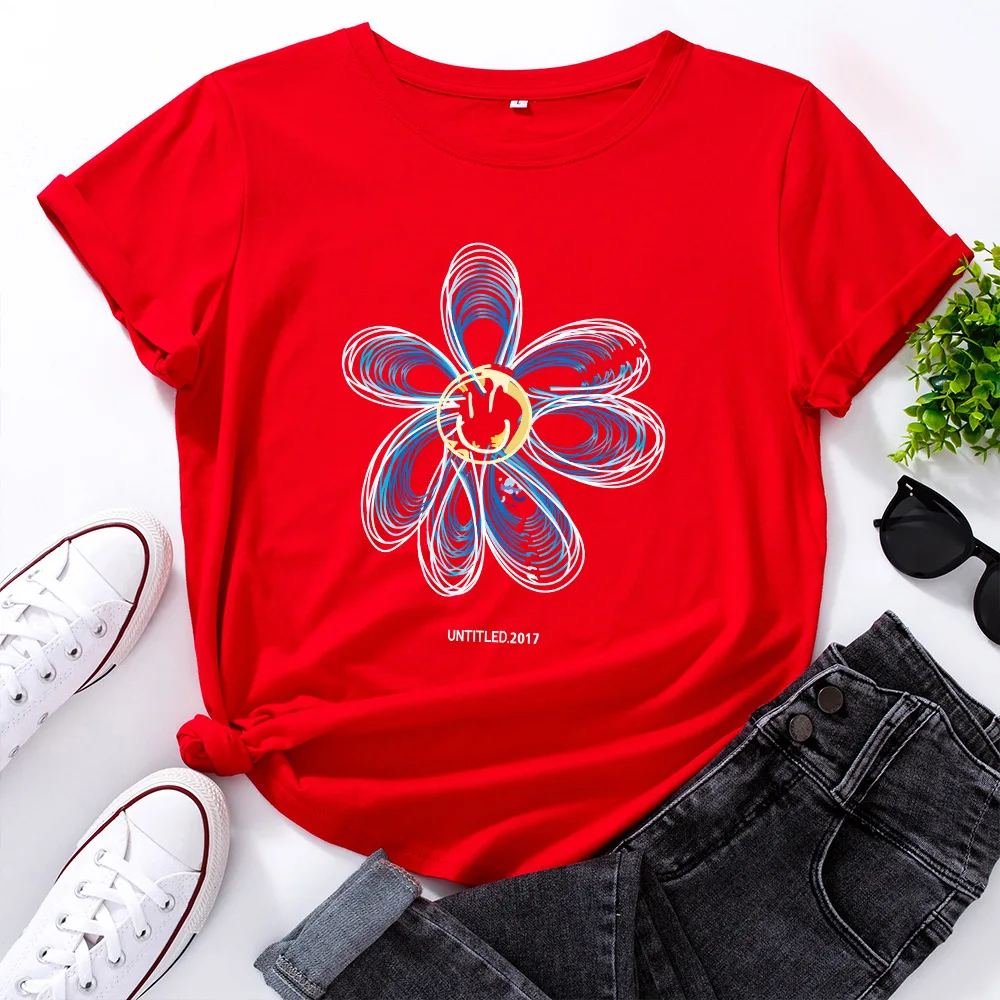 T-shirt manches courtes femme, estival et respirant, en coton, 2024