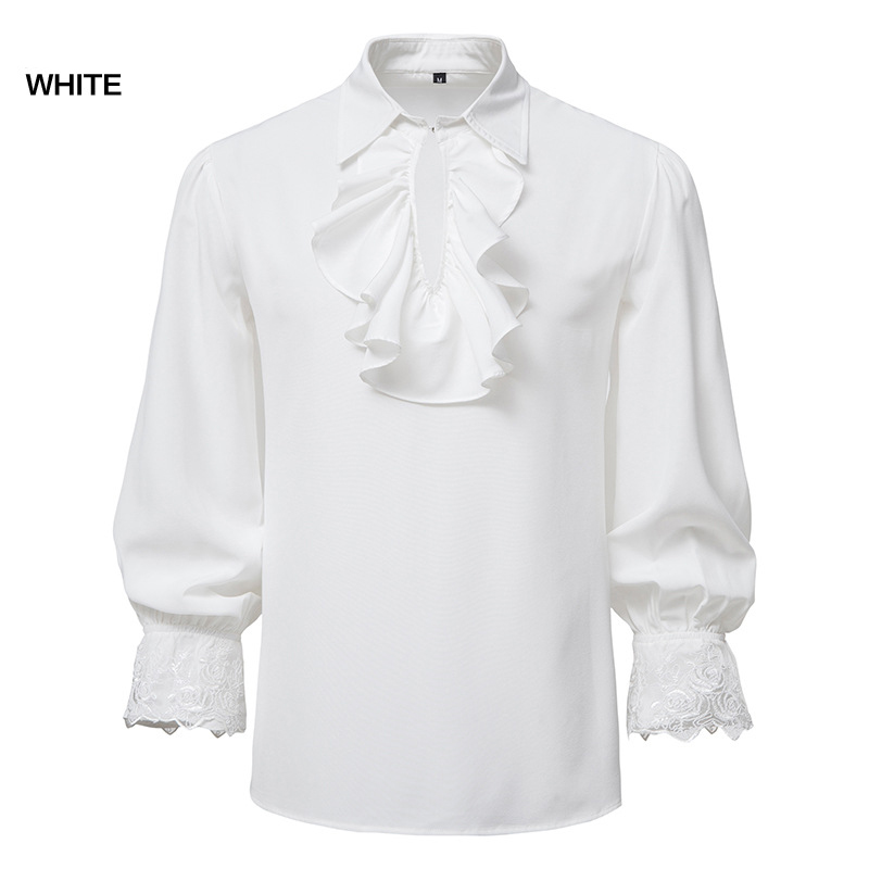 Chemises pour hommes, style médiéval rétro, chemises de performance, manches bouffantes, décontractées, pour scène, cosplay, fête, vêtements masculins, chemise S09