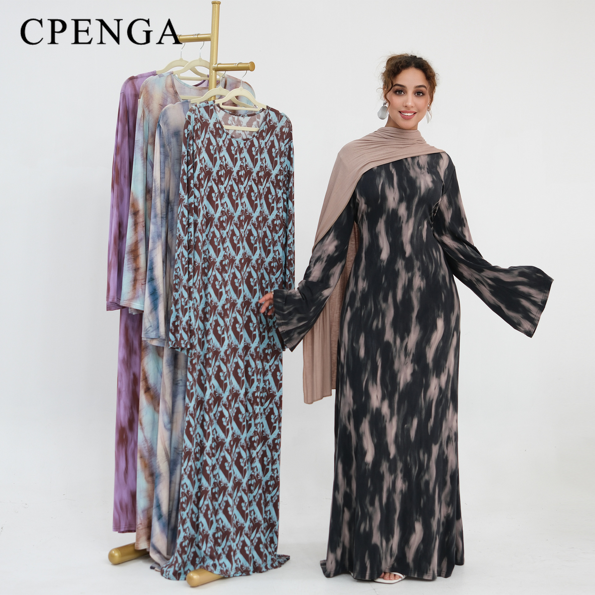 Robe Abaya Imprimée Extensible Grande Taille pour Femme, Tenue Musulmane Décontractée, Style Dubaï Élégant, Robes Musulmanes Abordables avec Livraison Gratuite 2026