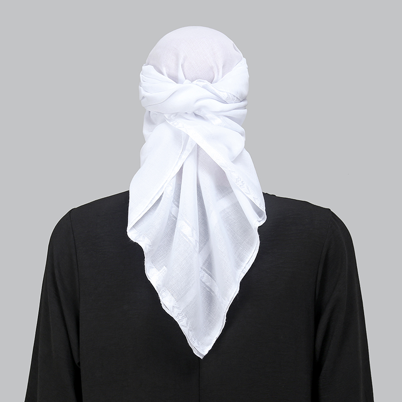 Écharpe carrée arabe blanche pour femmes et hommes, châle musulman, couvre-chef à carreaux imprimé à rayures, couverture de cou pour l'extérieur, coupe-vent et au sable